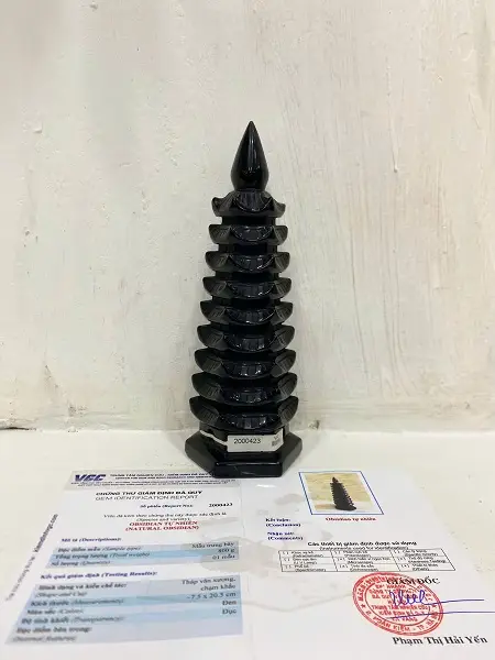 Tháp Văn Xương Đá Núi Lửa Obsidian Đen Tự Nhiên - 2000423