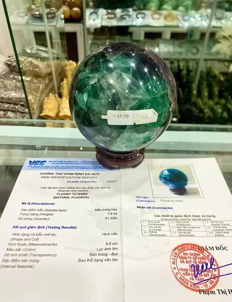 Quả Cầu Đá Fluorite (Ngọc Lục Bảo Nam Phi) Tự Nhiên Cao Cấp - 168520