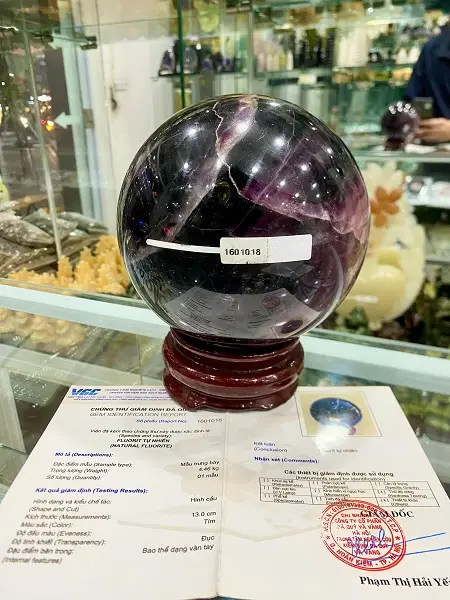 Quả Cầu Đá Fluorite (Ngọc Lục Bảo Nam Phi) Tự Nhiên Cao Cấp - 1601018