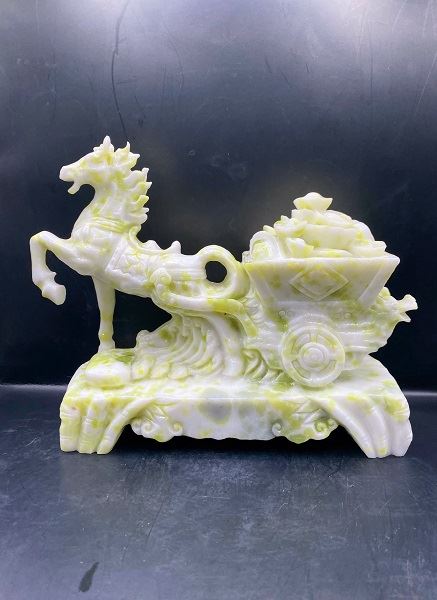 Ngựa Kéo Xe Tài Lộc Ngọc Tụ Nham Tự Nhiên - NKX7900