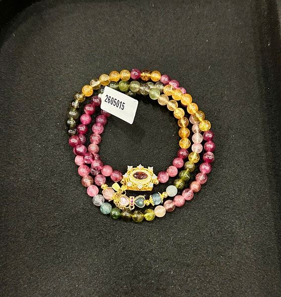 Vòng Hồng Lục Bảo Tourmaline Tự Nhiên Phối Charm - 2605015